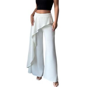 SHEIN White Asymmetrical Wide Leg Pants-Large